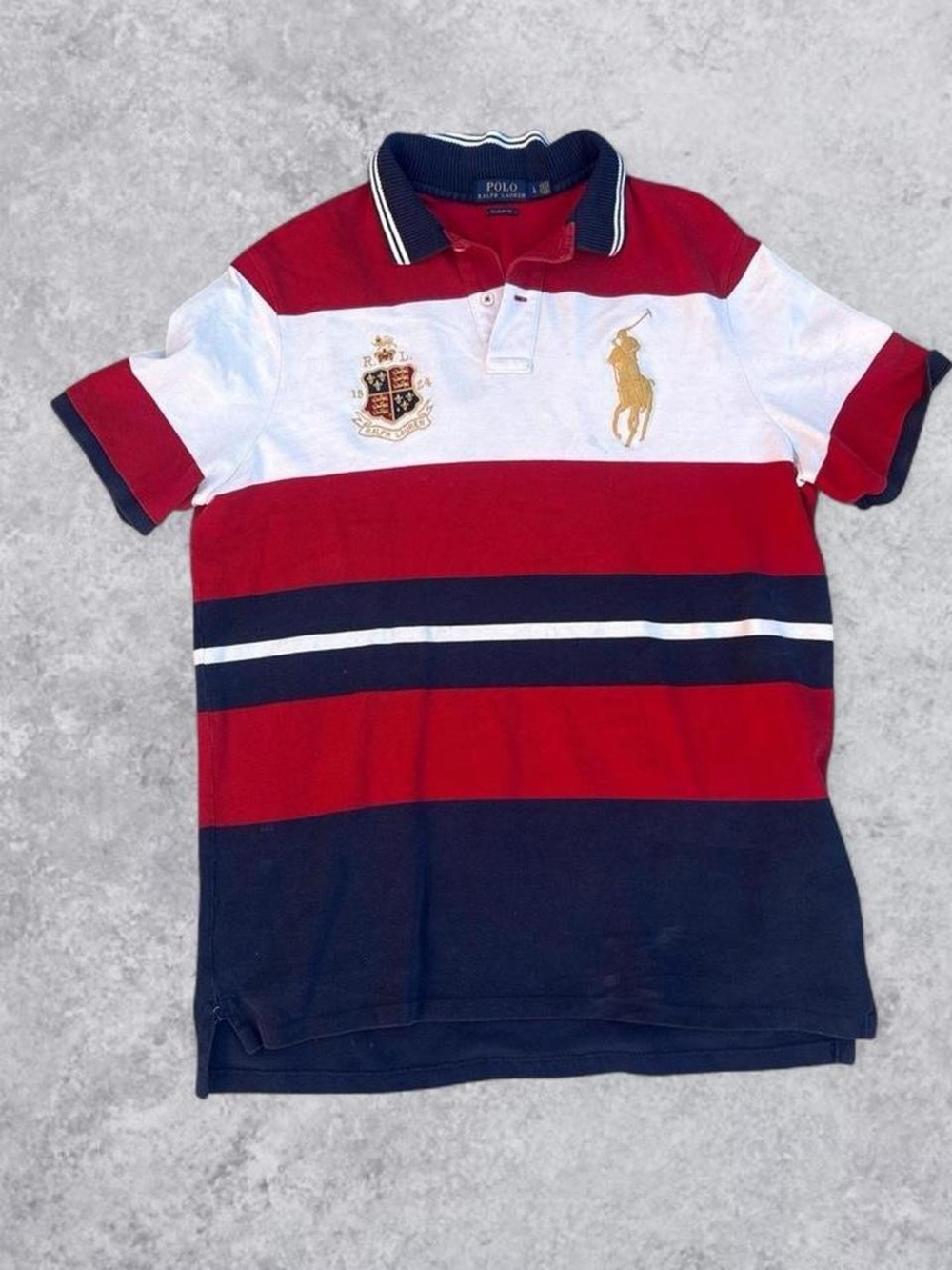 Ralph Lauren red and white striped polo shirt with big pony